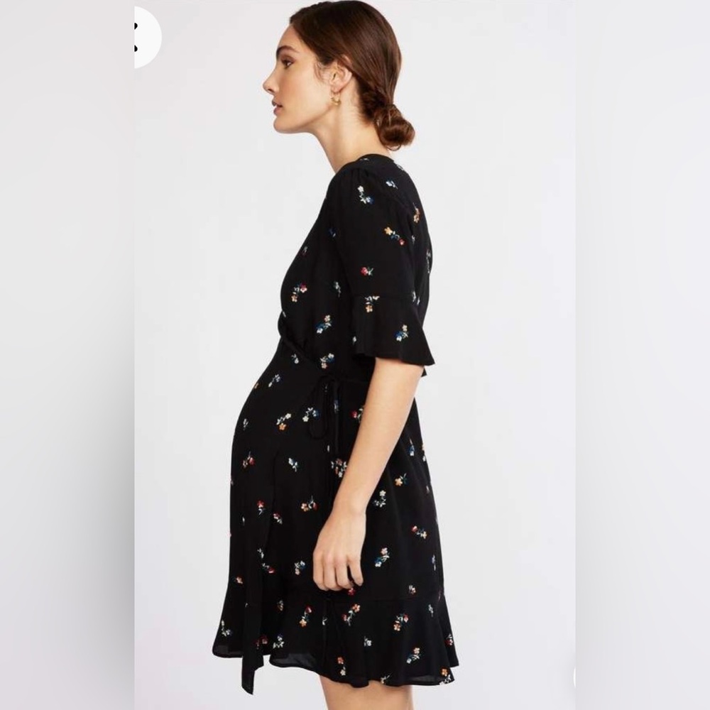 Rails maternity wrap Floral Black Dress M